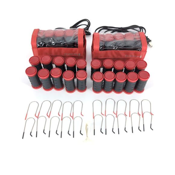 TWO Remington H-1015 Ceramic Ionic Hot Rollers Curlers Sets & 10 LARGE Rollers - Picture 2 of 11